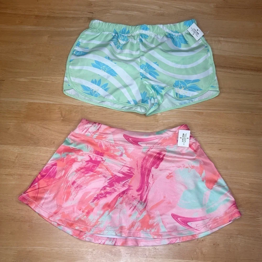 Ideology Lot Of Girls Size 5 Spring Green Floral Shorts And Pink Skort  NWT